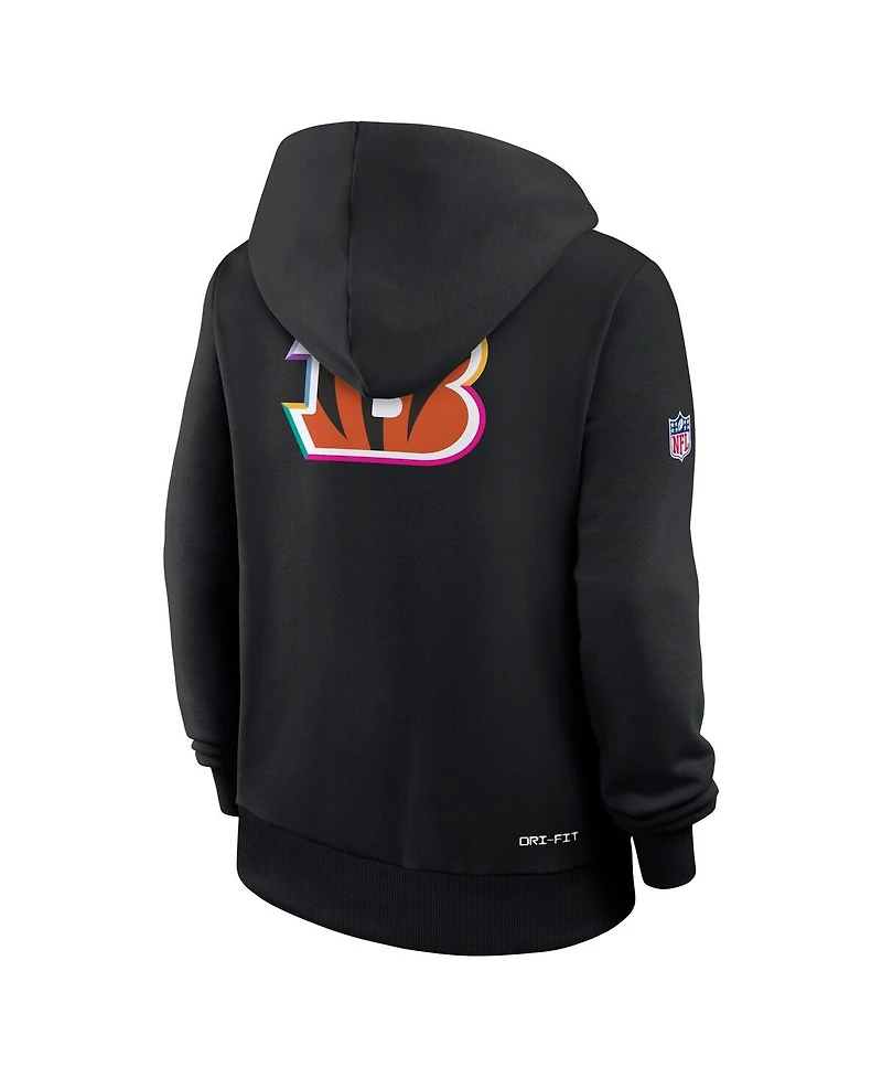 Nike Women's Black Cincinnati Bengals 2025 Nfl Crucial Catch Sideline Standard Issue Dri-fit Hoodie