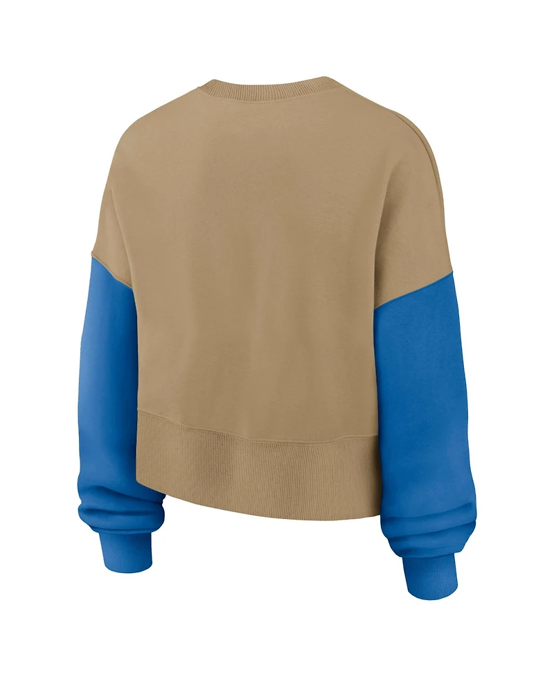 Nike Women's Tan Detroit Lions Oversized Rewind Pullover Sweatshirt