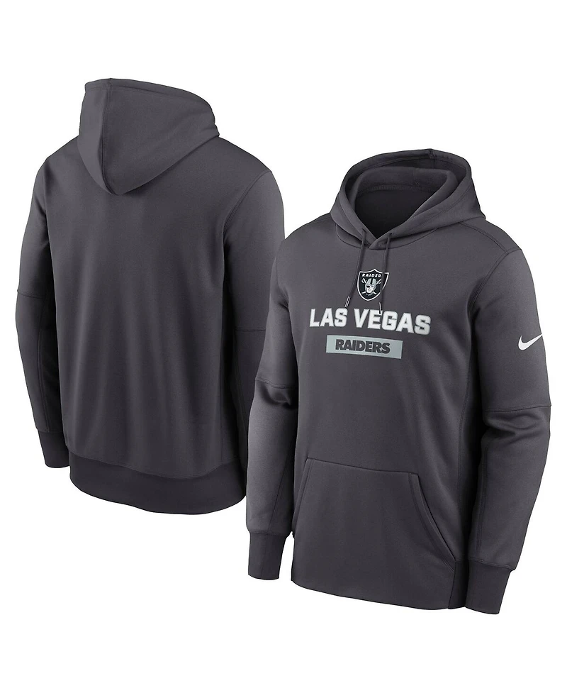 Nike Men's Anthracite Las Vegas Raiders Toss Sweep Performance Pullover Hoodie