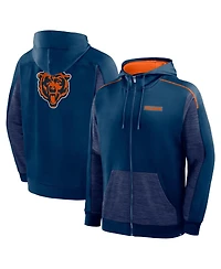 Fanatics Men's Navy Chicago Bears Checkdown Pass Full-Zip Hoodie
