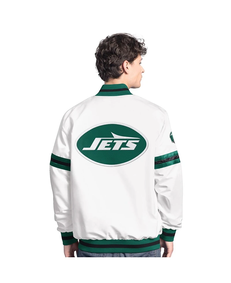 Starter Men's White New York Jets Scout Full-Snap Varsity Jacket