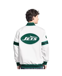 Starter Men's White New York Jets Scout Full-Snap Varsity Jacket