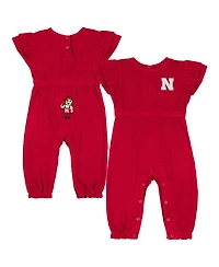 Colosseum Baby Boys and Girls Scarlet Nebraska Huskers Beautopia Waffle Knit Romper