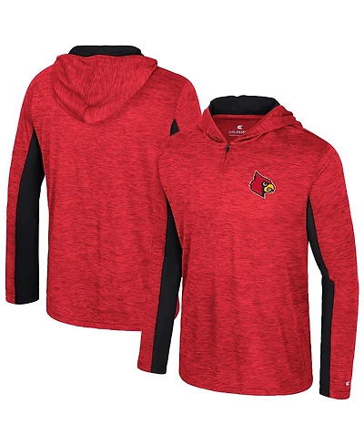 Colosseum Men's Red Louisville Cardinals Always Sunny Quarter-Zip Hoodie