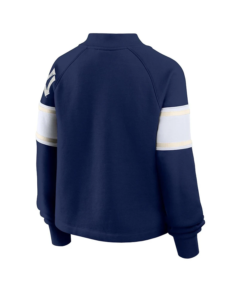Fanatics Women's Navy New York Yankees Oversized Toss Sweep Raglan Pullover Sweatshirt