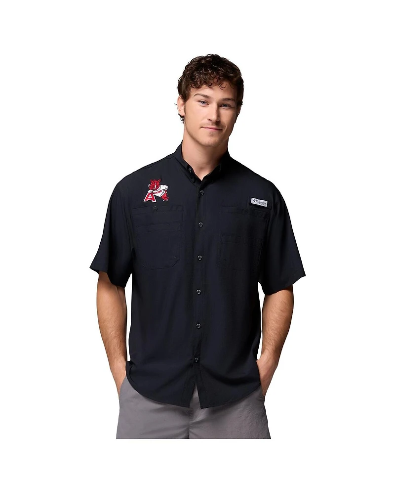 Columbia Men's Black Arkansas Razorbacks Tamiami Omni-Shade Button-Down Shirt