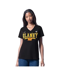 G-iii 4Her by Carl Banks Women's Black Ryan Blaney Cheer Dance V-Neck T-Shirt