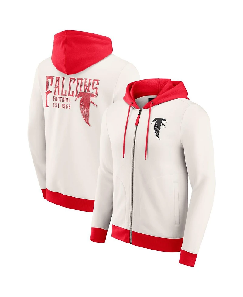 Darius Rucker Collection by Fanatics Men's Cream Atlanta Falcons Distressed Graphics Full-Zip Hoodie