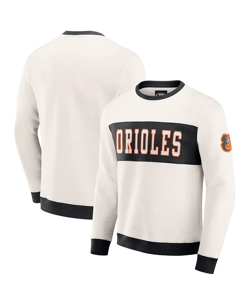 Darius Rucker Collection by Fanatics Men's Cream Baltimore Orioles Color Block Crewneck Sweatshirt