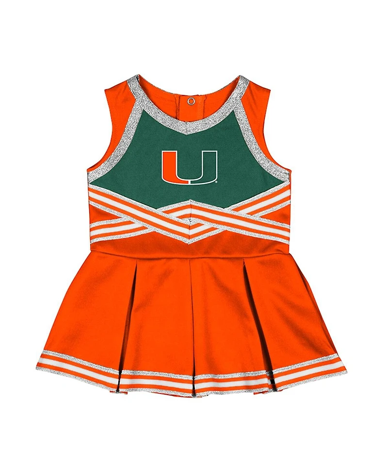 Colosseum Girls Baby Boys and Girls Orange Miami Hurricanes Lollipop Park Cheer Dress
