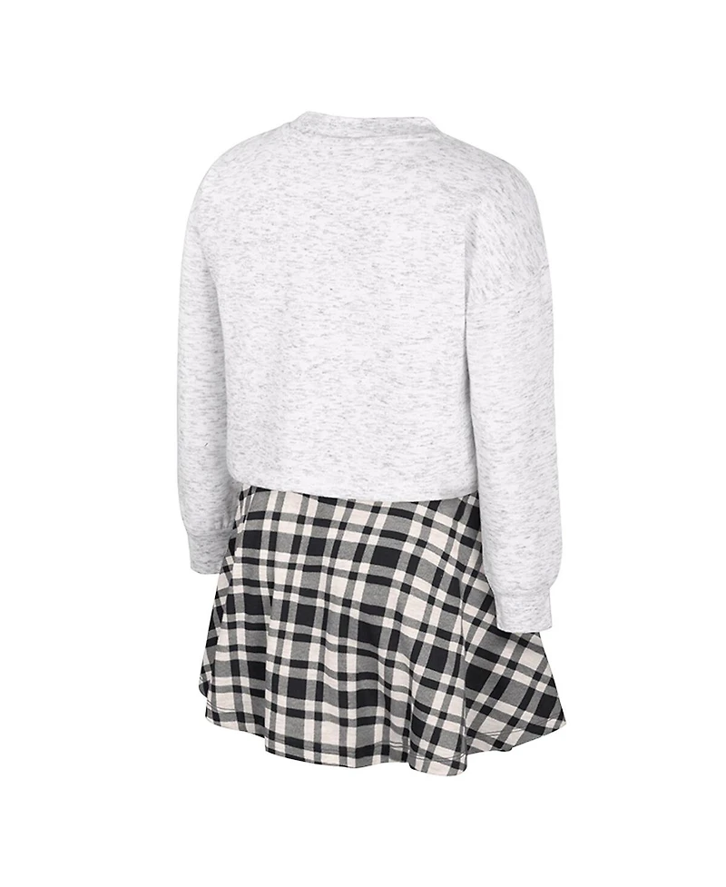 Colosseum Big Girls 2-Piece Gray Iowa Hawkeyes Marceline Plaid Skirt and Top Set