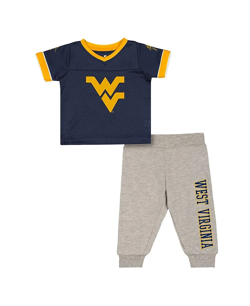 Colosseum Baby Boys and Girls Newborn 2-Piece West Virginia Mountaineers Nothing but the Hits Football Set