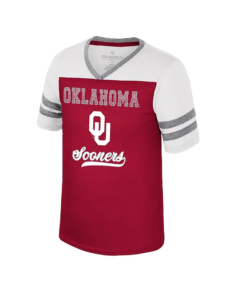 Colosseum Big Girls Crimson Oklahoma Sooners Princess Bubblegum Bling T-Shirt
