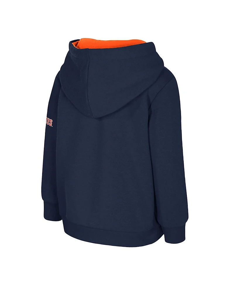 Colosseum Toddler Navy Illinois Fighting Illini Big Logo Volume Fleece Pullover Hoodie