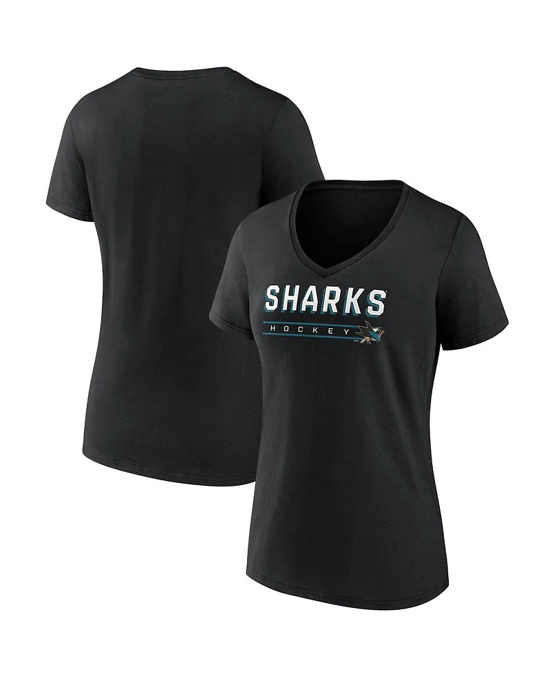 Fanatics Women's Black San Jose Sharks V-Neck T-Shirt