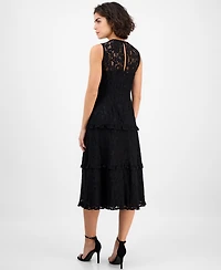 Anne Klein Women's Round-Neck Tiered Lace Midi Dress