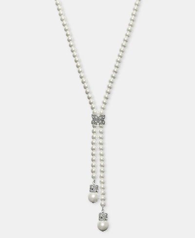 Charter Club Crystal & Imitation Pearl Lariat Necklace, 19-1/2" + 3" extender, Macy's Exclusive