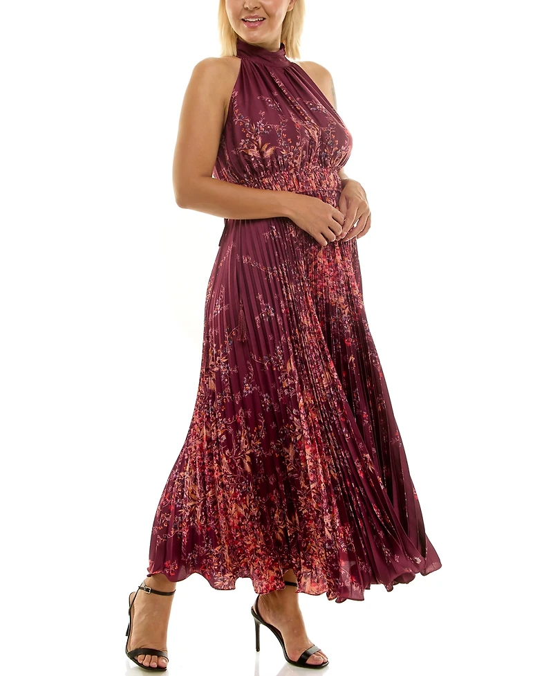 Taylor Plus Halter Neck Sleeveless Printed Maxi Dress