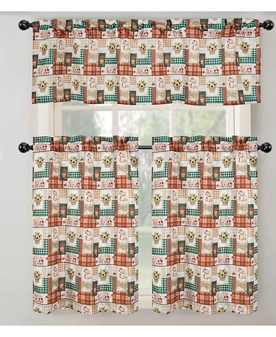 Kate Aurora Country Farmhouse Autumn Harvest Plaid Sunflowers & Pumpkins Rod Pocket Cafe Kitchen Curtain Tier Valance Set