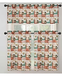 Kate Aurora Country Farmhouse Autumn Harvest Plaid Sunflowers & Pumpkins Rod Pocket Cafe Kitchen Curtain Tier Valance Set