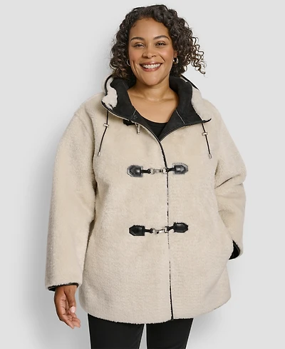Dkny Plus Hooded Toggle Coat
