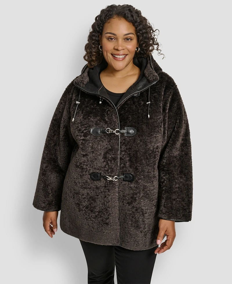 Dkny Plus Hooded Toggle Coat