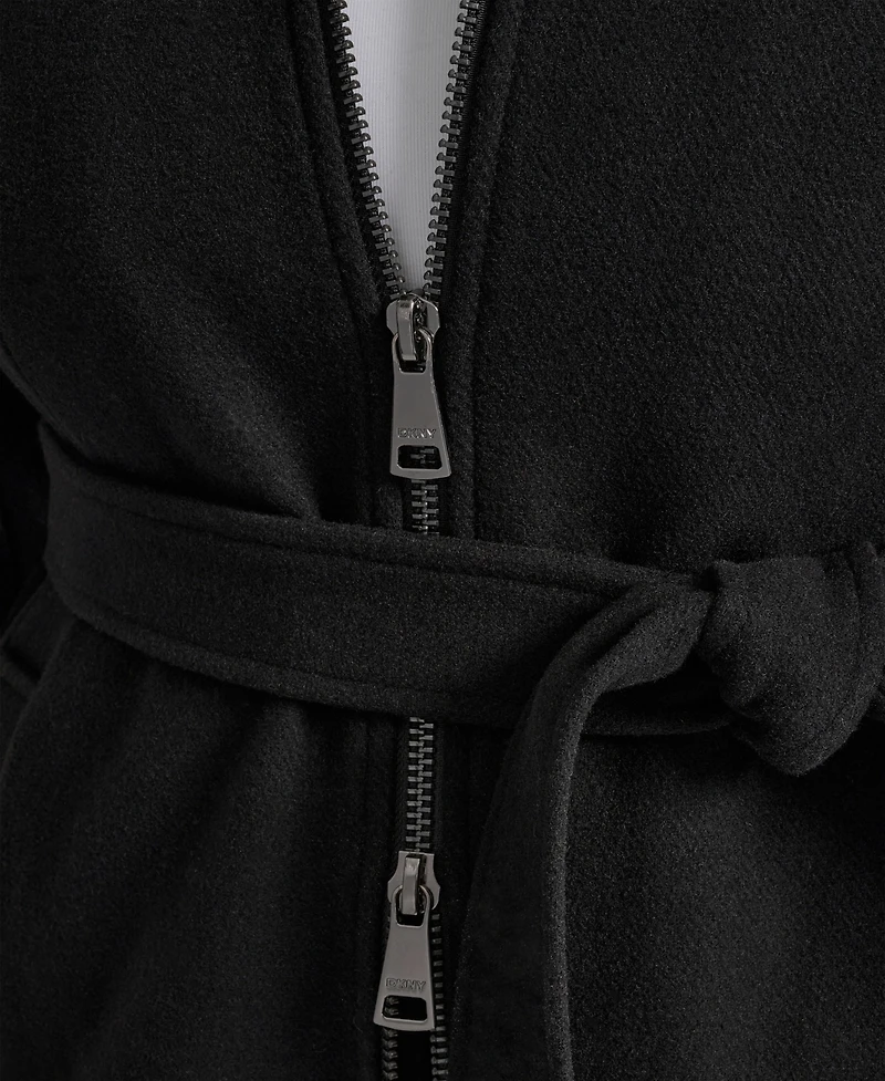 Dkny Plus Belted Zip-Up Wool Coat