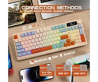 Wireless Gaming Keyboard,Knob Control Bt/2.4G Wireless Mechanical Feeling Keyboard,Rgb Led Backlit With Display Screen, Pbt Keycap,2000mAh, 94-Key Lay