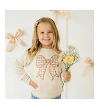 Sweet Wink Little and Big Girls Gingham Bow Patch Sweatshirt