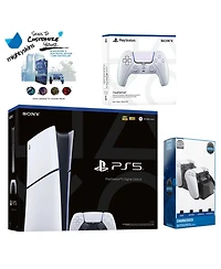 Sony Playstation 5 Slim Digital with Extra Chroma Pearl Controller, Charging Dock and MightySkins Decal Voucher + 2 Year Cps Extended Warranty