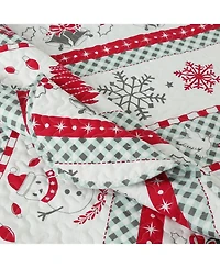 MarCielo 3 Pcs Winter Christmas Quilt Bedspread Set
