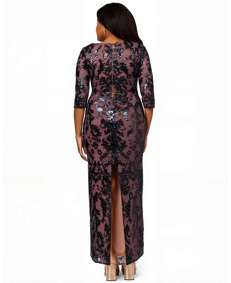 Adrianna Papell Plus Beaded Long Dress