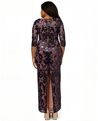 Adrianna Papell Plus Beaded Long Dress
