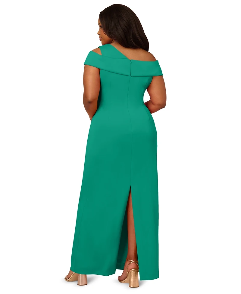 Adrianna Papell Plus Asymmetrical Draped Gown