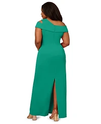 Adrianna Papell Plus Asymmetrical Draped Gown