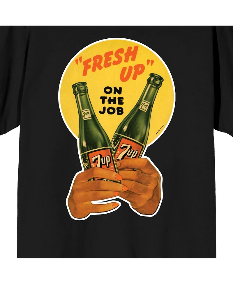 7UP Men's Fresh Up On The Job 2 Green Bottles Black Short Sleeve Adult T-Shirt-3XL
