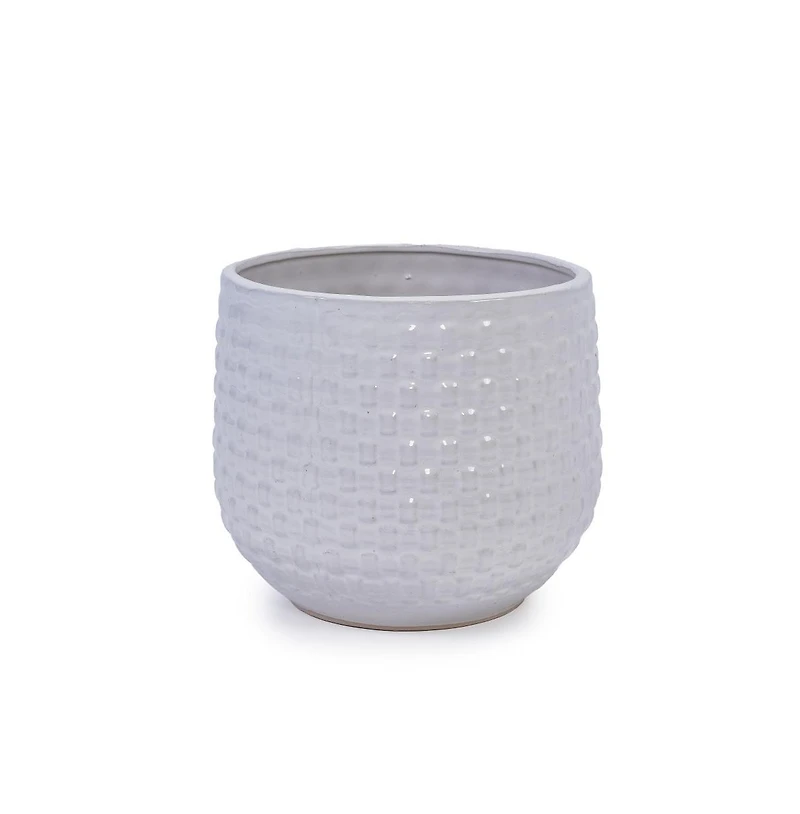 Chic Crate 3 Piece Ceramic Flowerpot Set with Drainage Modern Planters for Patio, Garden & Indoor Windowsills