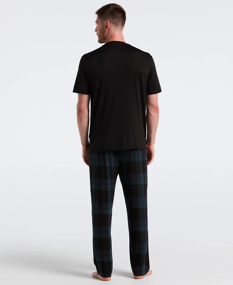 Perry Ellis Portfolio Men's Deluxe Touch Twill Plaid Print Pajama Pants