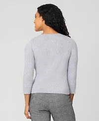 Cable & Gauge Women's Textured Rib Crewneck Cardigan