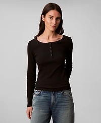 Calvin Klein Jeans Women's Long Sleeve Ribbed Knit T-Shirt