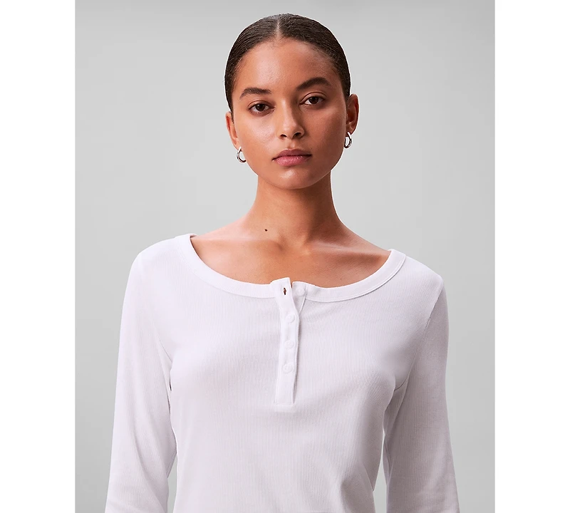Calvin Klein Jeans Women's Long Sleeve Ribbed Knit T-Shirt