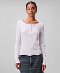 Calvin Klein Jeans Women's Long Sleeve Ribbed Knit T-Shirt