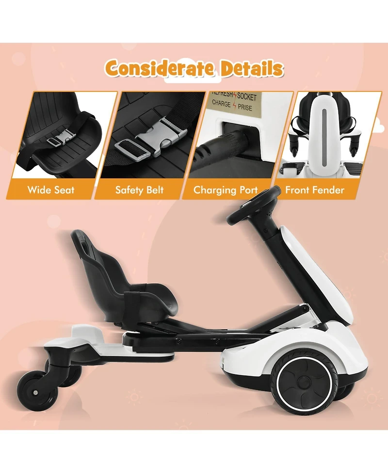 6V Kids Ride-On Drift Car with 360° Spin & Adjustable Heights – White