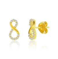 Simona Sterling Silver, Polished & Cz Infinity Necklace Earrings Set