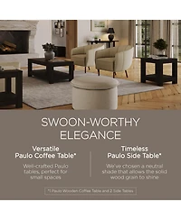 Maven Lane Paulo Wooden Coffee Table with Set of 2 Side Tables, Weathered Black