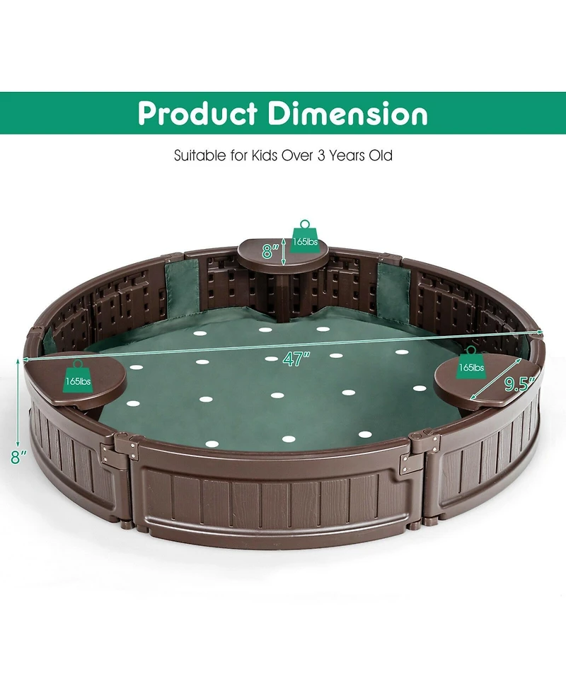 Sandbox with Built-in Corner Seat and Cover