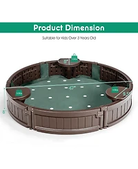 Sandbox with Built-in Corner Seat and Cover