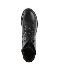 L Artiste Women s Marty-met Lace-Up Floral Metallic Boots with Faux Snakeskin Texture and Embossed Heel