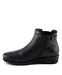 Spring Step Apso Leather Wedge Bootie with Elastic Panel, Inside Zipper, and Removable Insole
