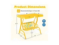 2-Seater Kids Patio Swing with Metal Stand & Adjustable Canopy